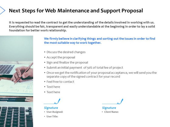 Next Steps For Web Maintenance And Support Proposal Ppt PowerPoint Presentation Infographic Template Objects