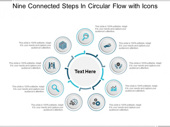 Nine Connected Steps In Circular Flow With Icons Ppt PowerPoint Presentation Infographics Themes