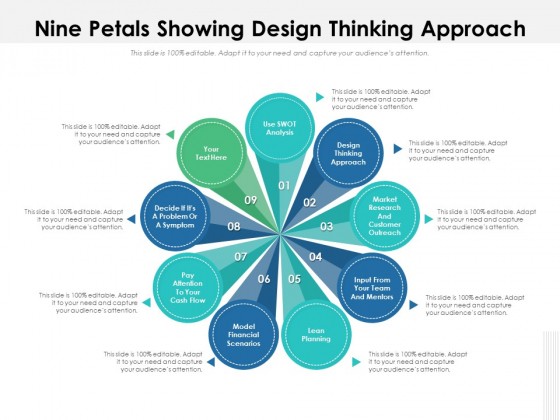 Nine Petals Showing Design Thinking Approach Ppt PowerPoint Presentation Information PDF