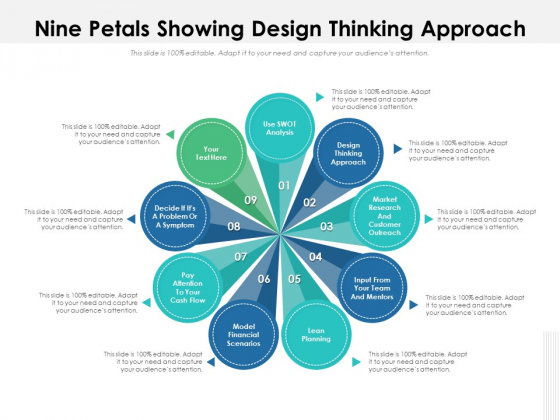Nine Petals Showing Design Thinking Approach Ppt PowerPoint Presentation Information PDF Nine Petals Showing Design Thinking Approach Ppt PowerPoint Presentation Information PDF