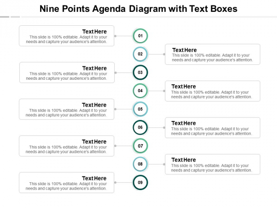 Nine Points Agenda Diagram With Text Boxes Ppt PowerPoint Presentation Gallery Infographic Template Nine Points Agenda Diagram With Text Boxes Ppt PowerPoint Presentation Gallery Infographic Template