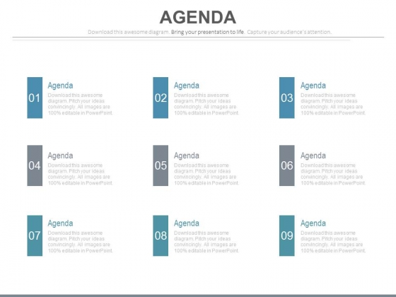 Nine Points For Review Of Agenda Powerpoint Slides Nine Points For Review Of Agenda Powerpoint Slides