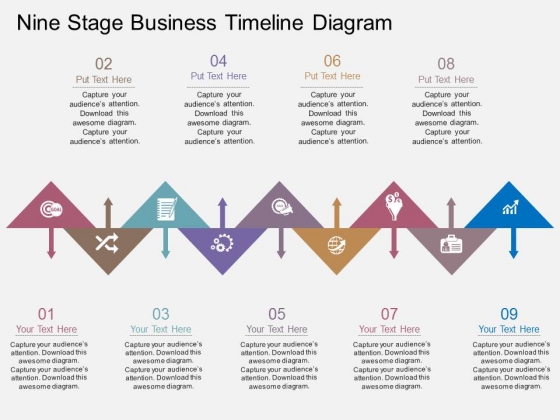 Nine Stage Business Timeline Diagram Powerpoint Template Nine Stage Business Timeline Diagram Powerpoint Template