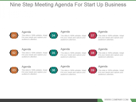 Nine Step Meeting Agenda For Start Up Business Powerpoint Slide Template Nine Step Meeting Agenda For Start Up Business Powerpoint Slide Template