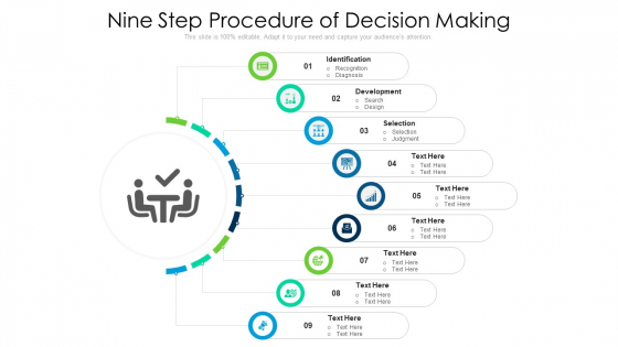 Nine Step Procedure Of Decision Making Ppt PowerPoint Presentation Gallery Icons PDF