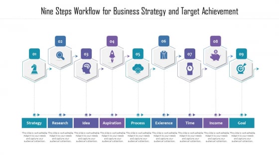 Nine Steps Workflow For Business Strategy And Target Achievement Ppt PowerPoint Presentation File Example Introduction PDF Nine Steps Workflow For Business Strategy And Target Achievement Ppt PowerPoint Presentation File Example Introduction PDF