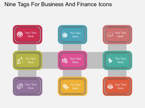 Nine Tags With Business And Finance Icons Powerpoint Template Nine Tags With Business And Finance Icons Powerpoint Template