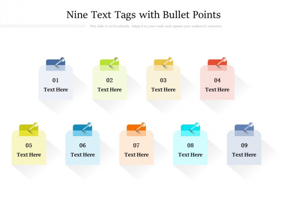 Nine Text Tags With Bullet Points Ppt PowerPoint Presentation Slides Portrait PDF Nine Text Tags With Bullet Points Ppt PowerPoint Presentation Slides Portrait PDF