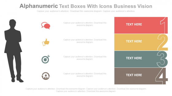 Numeric Text Boxes With Icons Business Planning PowerPoint Slides