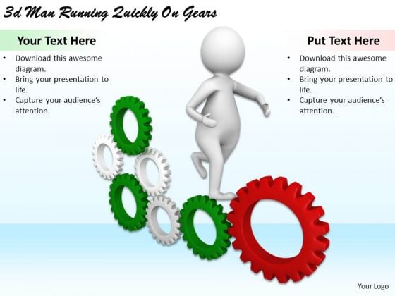 New Business Strategy 3d Man Running Quickly On Gears Basic Concepts New Business Strategy 3d Man Running Quickly On Gears Basic Concepts