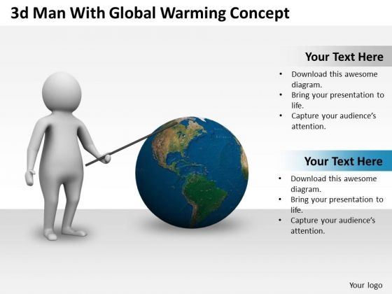 New Business Strategy 3d Man With Global Warming Concept Characters New Business Strategy 3d Man With Global Warming Concept Characters