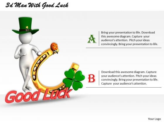New Business Strategy 3d Man With Good Luck Characters