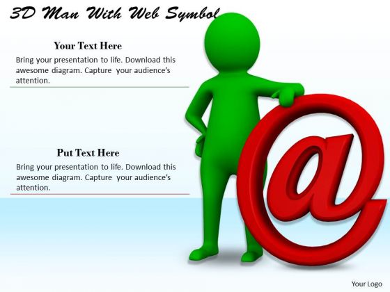 New Business Strategy 3d Man With Web Symbol Characters New Business Strategy 3d Man With Web Symbol Characters