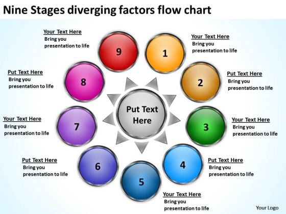 Nine Stages Diverging Factors Flow Chart Arrows Network Software PowerPoint Templates Nine Stages Diverging Factors Flow Chart Arrows Network Software PowerPoint Templates