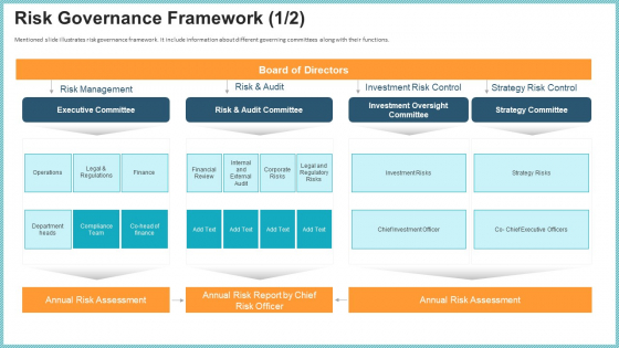OP Risk Management Risk Governance Framework Icon Background PDF