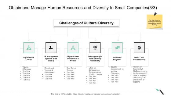 Obtain And Manage Human Resources And Diversity In Small Companies Organization Inspiration PDF