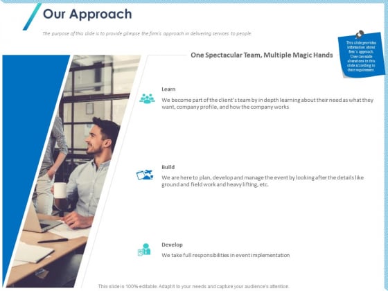 Occasion Planning Firm Overview Our Approach Ppt Inspiration Background Designs PDF Occasion Planning Firm Overview Our Approach Ppt Inspiration Background Designs PDF