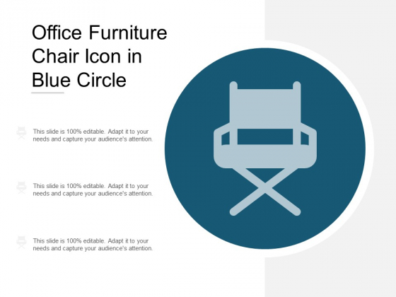 Office Furniture Chair Icon In Blue Circle Ppt Powerpoint Presentation Model Outline