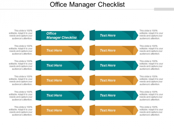 Office Manager Checklist Ppt PowerPoint Presentation Professional Images Cpb