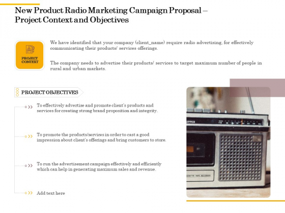 Offline Promotional Strategy For New Product Radio Marketing Campaign Proposal Project Context And Objectives Graphics PDF Offline Promotional Strategy For New Product Radio Marketing Campaign Proposal Project Context And Objectives Graphics PDF