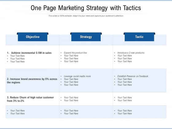 One Page Marketing Strategy With Tactics Ppt PowerPoint Presentation Gallery Templates PDF One Page Marketing Strategy With Tactics Ppt PowerPoint Presentation Gallery Templates PDF