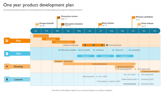 One Year Product Development Plan Themes PDF