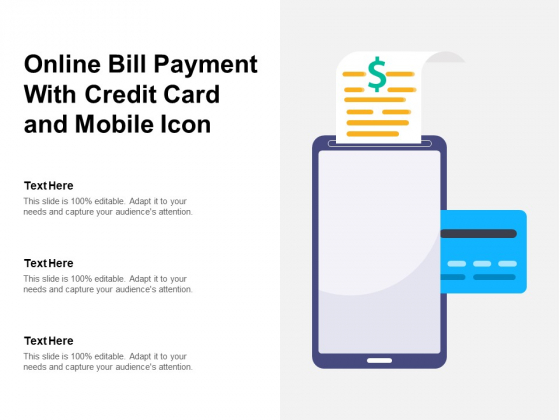 Online Bill Payment With Credit Card And Mobile Icon Ppt PowerPoint Presentation Infographics Samples PDF