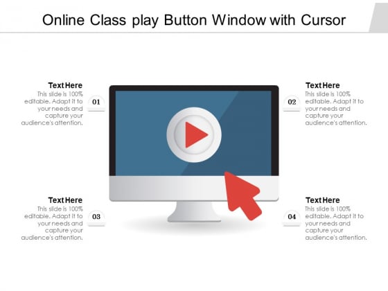 Online Class Play Button Window With Cursor Ppt PowerPoint Presentation Summary Deck PDF