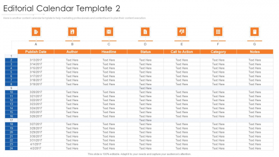 Online Marketing Approach And Execution Editorial Calendar Template 2 Infographics PDF Online Marketing Approach And Execution Editorial Calendar Template 2 Infographics PDF