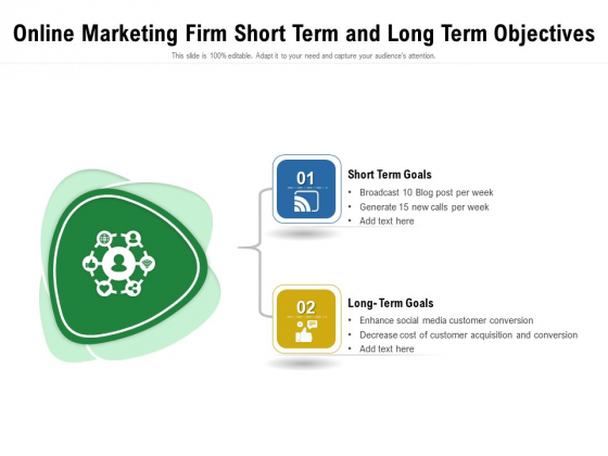 Online Marketing Firm Short Term And Long Term Objectives Ppt PowerPoint Presentation File Master Slide PDF