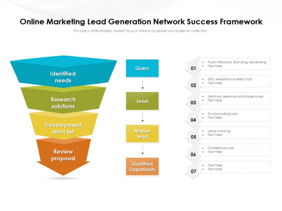 Online Marketing Lead Generation Network Success Framework Ppt PowerPoint Presentation File Slideshow PDF Online Marketing Lead Generation Network Success Framework Ppt PowerPoint Presentation File Slideshow PDF