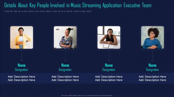 Online Music Streaming App Capital Raising Elevator Details About Key People Involved In Music Streaming Microsoft PDF