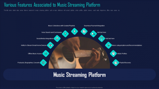 Online Music Streaming App Capital Raising Elevator Various Features Associated To Music Streaming Platform Icons PDF Online Music Streaming App Capital Raising Elevator Various Features Associated To Music Streaming Platform Icons PDF