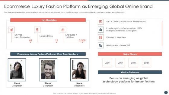 Online Premium Fashion Portal Venture Capitalist Financing Elevator Pitch Deck Ecommerce Luxury Fashion Platform Professional PDF Online Premium Fashion Portal Venture Capitalist Financing Elevator Pitch Deck Ecommerce Luxury Fashion Platform Professional PDF