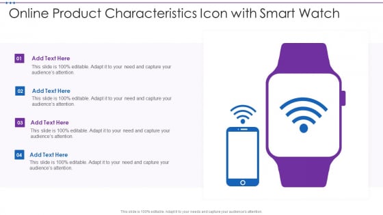 Online Product Characteristics Icon With Smart Watch Brochure PDF
