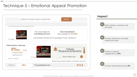 Online Promotional Techniques To Increase Technique 5 Emotional Appeal Promotion Sample PDF