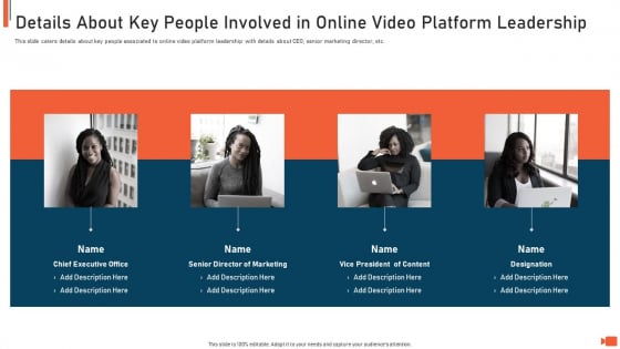 Online Video Streaming Site Capital Raising Elevator Details About Key People Involved In Online Video Platform Leadership Designs PDF