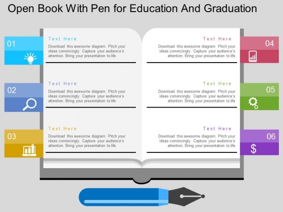 Open Text Books With Icons Powerpoint Template