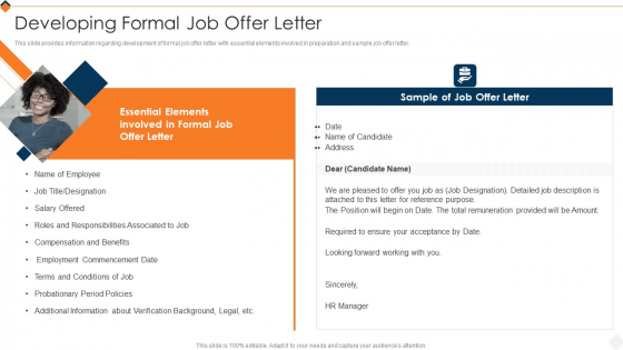 Optimizing Recruitment Process Developing Formal Job Offer Letter Infographics PDF