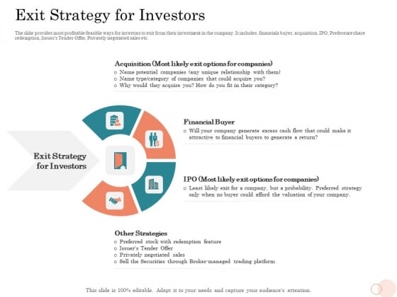 Option Pool Funding Pitch Deck Exit Strategy For Investors Ppt Styles Sample PDF