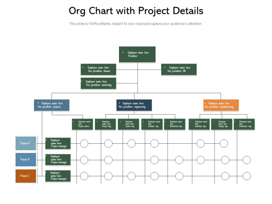 Org Chart With Project Details Ppt PowerPoint Presentation Icon Show PDF