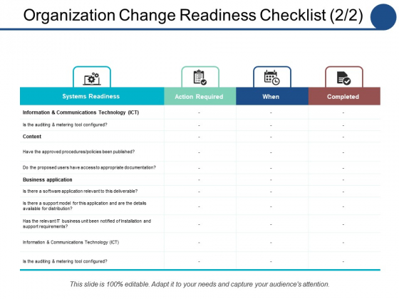 Organization Change Readiness Checklist Completed Ppt PowerPoint Presentation Gallery Background Designs