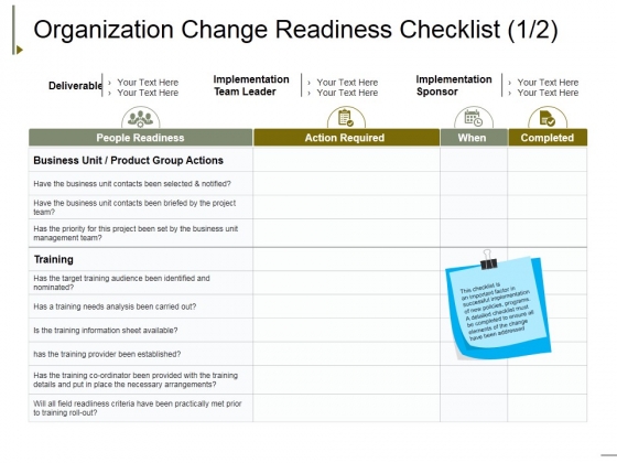 Organization Change Readiness Checklist Template 1 Ppt PowerPoint Presentation Inspiration Show Organization Change Readiness Checklist Template 1 Ppt PowerPoint Presentation Inspiration Show
