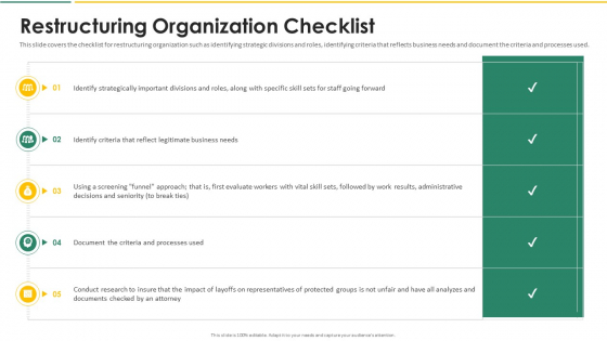 Organization Chart And Corporate Model Transformation Restructuring Organization Checklist Slides PDF Organization Chart And Corporate Model Transformation Restructuring Organization Checklist Slides PDF