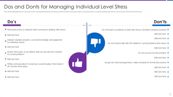 Organization Stress Administration Practices Dos And Donts For Managing Individual Level Stress Rules PDF