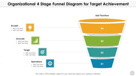 Organizational 4 Stage Funnel Diagram For Target Achievement Summary PDF