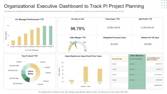 Organizational Executive Dashboard To Track Pi Project Planning Ppt Professional Background PDF