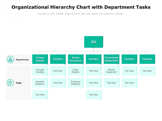 Organizational Hierarchy Chart With Department Tasks Ppt PowerPoint Presentation Pictures Format Ideas Organizational Hierarchy Chart With Department Tasks Ppt PowerPoint Presentation Pictures Format Ideas