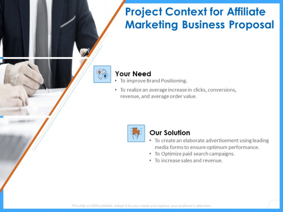 Organizational Performance Marketing Project Context For Affiliate Marketing Business Proposal Template PDF