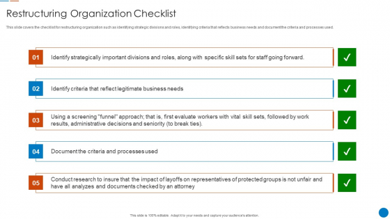 Organizational Restructuring Process Restructuring Organization Checklist Guidelines PDF